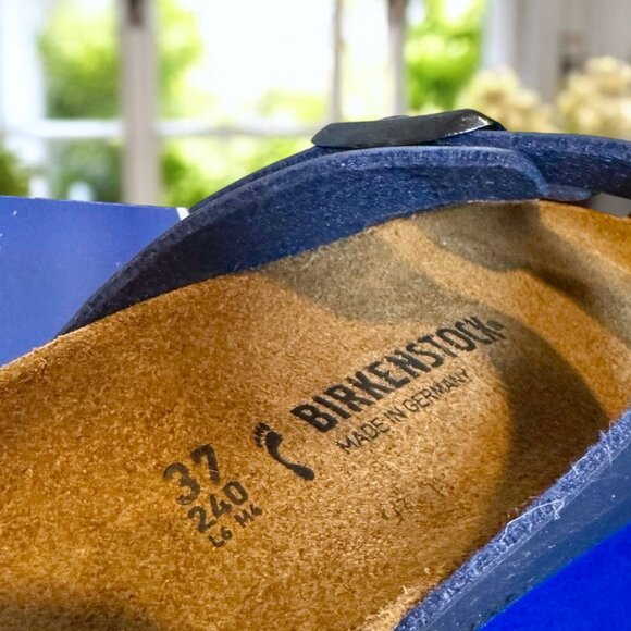 BIRKENSTOCK Arizona Navy EU 37 Narrow Two-Strap Cork Sandal NEW in Box - Picture 7 of 7